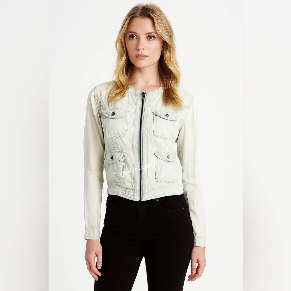 Zara Zip Denim Cotton Mini Jacket Small